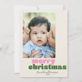 Cute Retro Pink Green Aangepast Fotografie Kerstmi Feestdagenkaart (Voorkant)