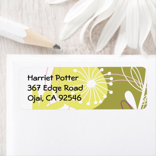 Cute Retro Pink Green Yellow Florence Pattern Etiket (Insitu)