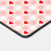 Cute Retro Pink Heart Gingham Plaid pattern Bureaumat (Hoek)