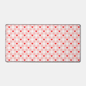 Cute Retro Pink Heart Gingham Plaid pattern Bureaumat (Voorkant)