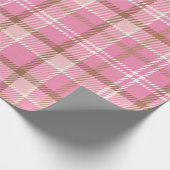 Cute Retro Pink Pset Tartan Patroon Cadeaupapier (Hoek)