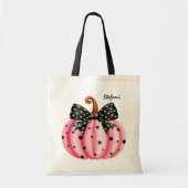 Cute Retro Pink Pumpkin Personized Tote Bag (Voorkant)