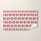 Cute Retro Pink Scandinavian Flower Art Patroon Bad Handdoek (Handdoek)