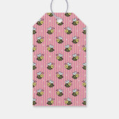 Cute Retro Pink Striped Bumblebee Birthday Cadeaulabel (Achterkant)