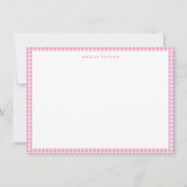 Cute Retro Pink White Gingham Plaid Personalized Notitiekaartje (Voorkant)