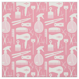 Cute Retro Pink & White Hair Salon Tools Stof