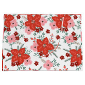 Cute Retro Poinsettia Flower Pattern Kerstmis Groot Cadeauzakje (Voorkant)