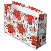 Cute Retro Poinsettia Flower Pattern Kerstmis Groot Cadeauzakje (Achterkant Gekanteld)