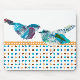 Cute Retro Polka Dot Blue Bird Modern Design Muismat