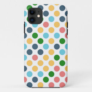 Cute Retro Polka Dots   Geel roze groene Aqua iPhone 11 Hoesje