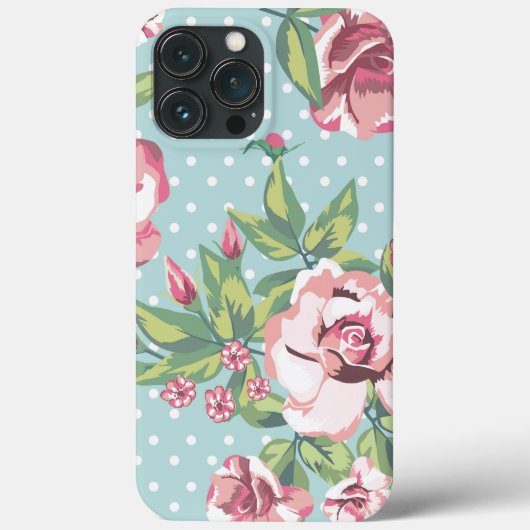 Cute retro polka stippen floreel patroon roos Case-Mate iPhone case (Achterkant)