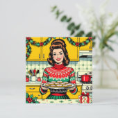 Cute Retro Pop Art Personalized Christmas Kaart (Staand voorkant)