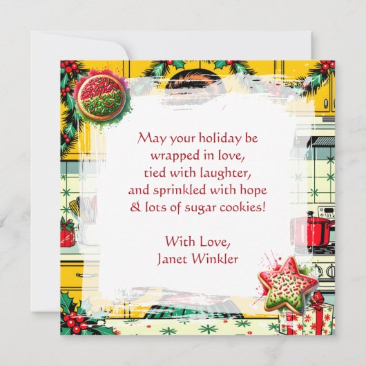 Cute Retro Pop Art Personalized Christmas Kaart (Achterkant)