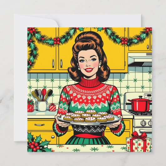 Cute Retro Pop Art Personalized Christmas Kaart (Voorkant)