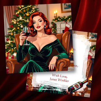 Cute Retro Pop Art Personalized Christmas Kaart