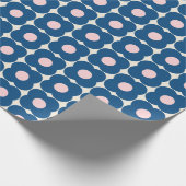 Cute Retro Pop Flower Pattern | Blauw en roze Cadeaupapier (Hoek)