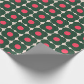 Cute Retro Pop Flower Pattern | Kerstgroen Cadeaupapier (Hoek)