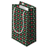 Cute Retro Pop Flower Pattern | Kerstgroen Klein Cadeauzakje (Voorkant Gekanteld)