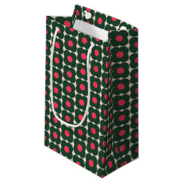 Cute Retro Pop Flower Pattern | Kerstgroen Klein Cadeauzakje
