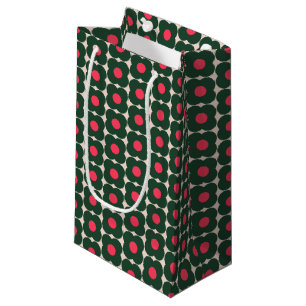 Cute Retro Pop Flower Pattern Kerstgroen Klein Cadeauzakje