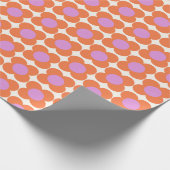 Cute Retro Pop Flower Pattern Roze en Oranje Cadeaupapier (Hoek)
