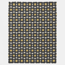 Cute Retro Pop Flower Pattern | Zwart en goud Fleece Deken