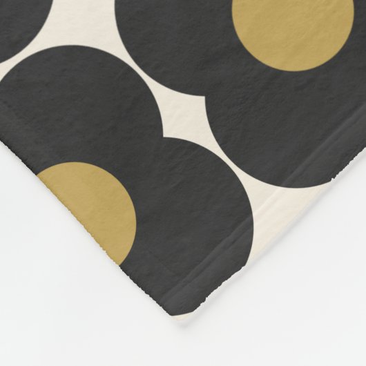 Cute Retro Pop Flower Pattern | Zwart en goud Fleece Deken (Hoek)