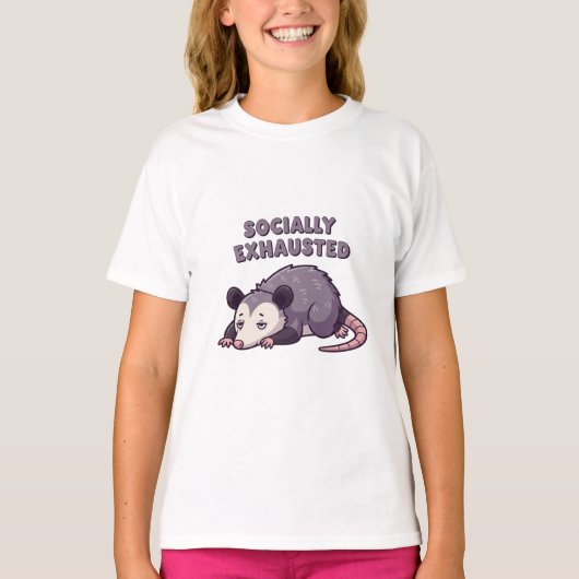 Cute Retro Possum Quiet Girls T-Shirt (Voorkant)