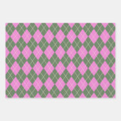 Cute Retro Preppy roze en Green Argyle Pattern Inpakpapier Vel (Voorkant 2)
