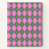 Cute Retro Preppy roze Green Argyle gepersonalisee Notitieboek (Achterkant)
