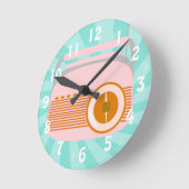 Cute Retro Radio Ronde Klok (Hoek)
