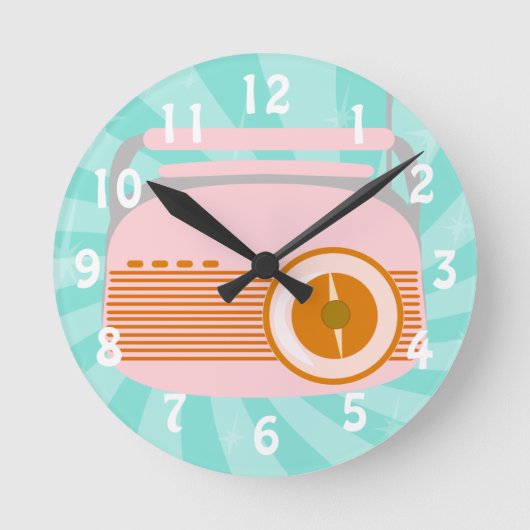 Cute Retro Radio Ronde Klok (Voorkant)