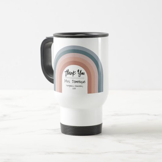 Cute Retro Rainbow Bedankt leraar Reisbeker (Voorkant links)