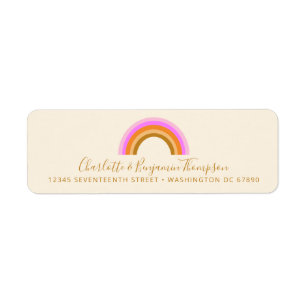 Cute Retro Rainbow Custom Script Return-adres Etiket