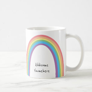 Cute Retro Rainbow Fun Voeg Jouw naam toe Koffiemok