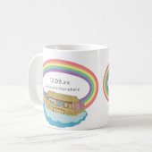 Cute retro Rainbow Noah's Ark op White Koffiemok (Voorkant links)