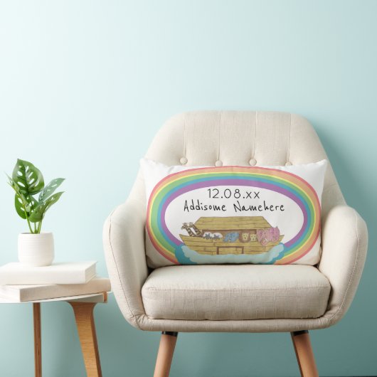 Cute retro Rainbow Noah's Ark op White Kussen (Stoel)