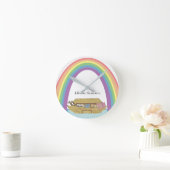 Cute retro Rainbow Noah's Ark op White Ronde Klok (Huis)