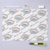 Cute retro Rainbow Noah's Ark op White Tissuepapier (Craft)