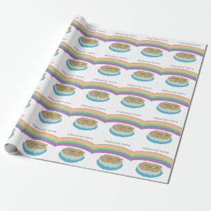 Cute Retro Rainbow Noah's Ark voegen naam toe Cadeaupapier