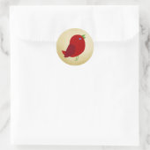Cute Retro Red Bird Ronde Sticker (Tas)