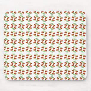 Cute Retro Red Cherries op White Classic Pattern Muismat