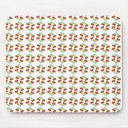 Cute Retro Red Cherries op White Classic Pattern Muismat (Voorkant)