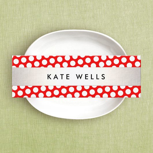Cute Retro Red en White Polka Dot Pattern Mini Visitekaartje
