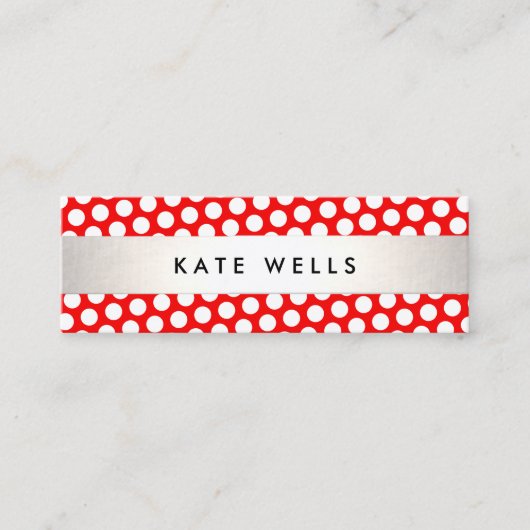 Cute Retro Red en White Polka Dot Pattern Mini Visitekaartje (Voorkant)