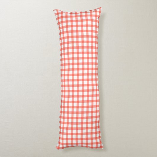 Cute Retro Red Gingham Plaid pattern Lichaamskussen (Achterkant (Verticaal))