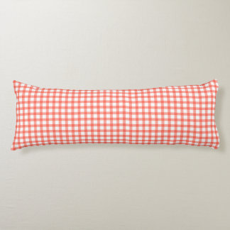 Cute Retro Red Gingham Plaid pattern Lichaamskussen