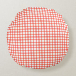 Cute Retro Red Gingham Plaid pattern Rond Kussen