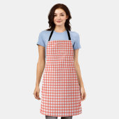 Cute Retro Red Gingham Plaid pattern Schort (Gedragen)