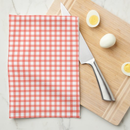 Cute Retro Red Gingham Plaid pattern Theedoek (Quarter Fold)